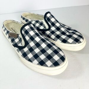 Tommy Bahama mules 8.5 navy gingham lined slip on shoes